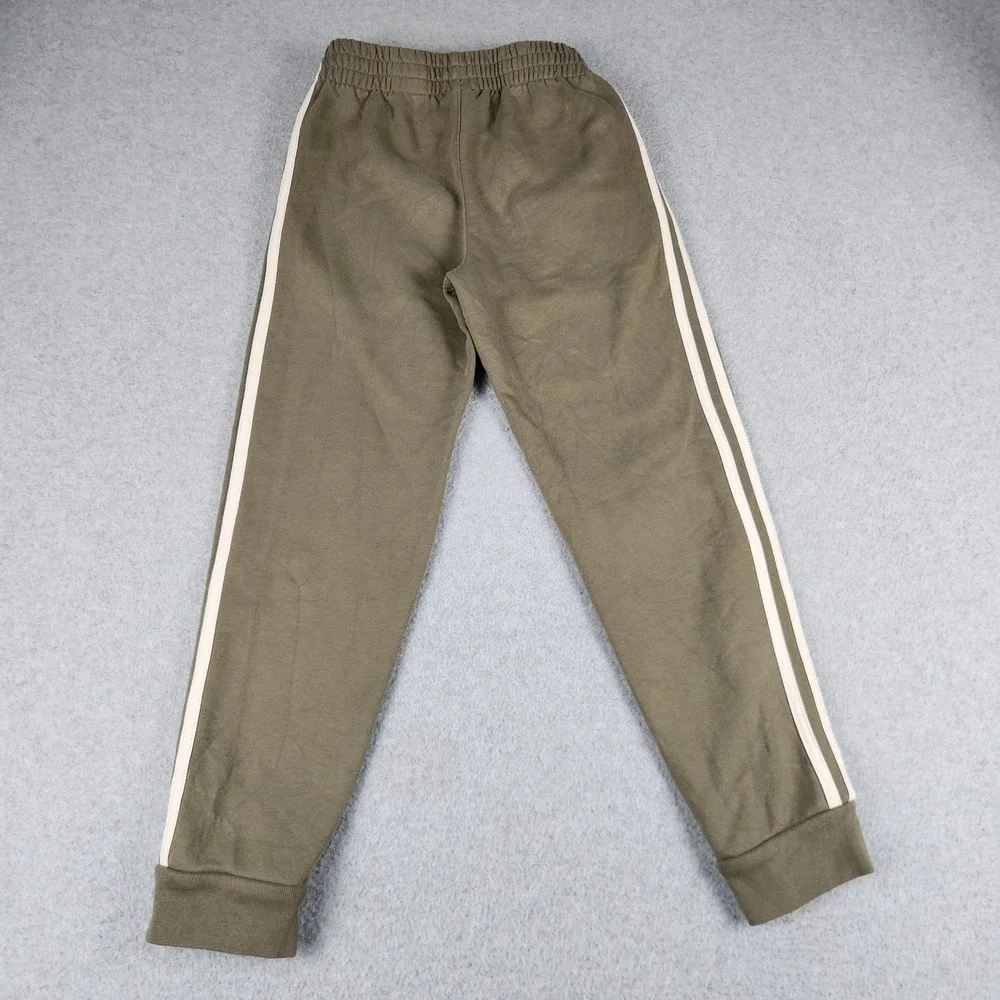 Adidas‎ Joggers Pants Kids M 10/12 Olive Green 3-Stripe Fleece Lined Regular Fit